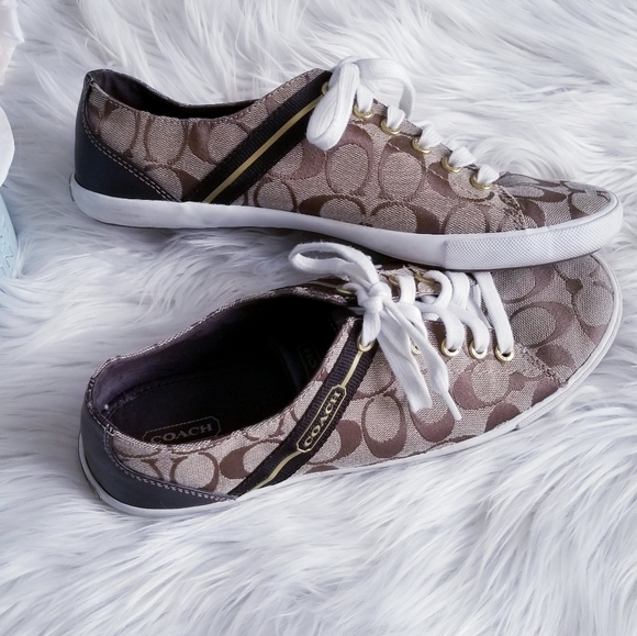 Coach Shoes - Coach "Lesley" classic logo canvas sneakers